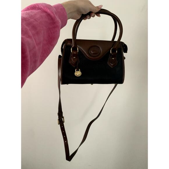 Dooney and Bourke Black and Brown Satchel Crossbody Bag Purse - Picture 1 of 10